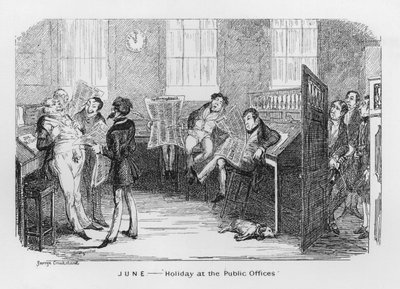 Giugno, Vacanza negli uffici pubblici (incisione) da George Cruikshank