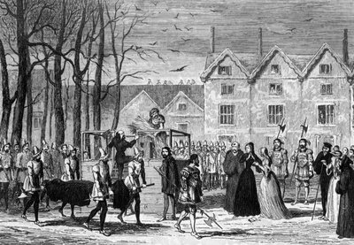 Lady Jane Grey incontra il corpo del marito sulla strada per il patibolo, 1554 1840 da George Cruikshank