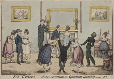 Les Graces, inconvenienti nel ballo quadriglia, 1817 da George Cruikshank