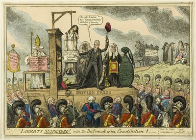 Libertà sospesa! Con il baluardo della Costituzione! da George Cruikshank