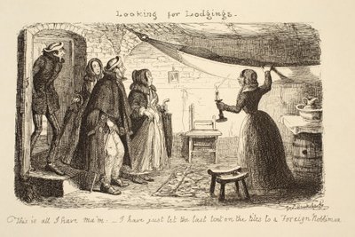 Alla ricerca di alloggi, pub. 1851 da George Cruikshank