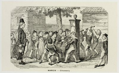 Marzo - Showery dalle acqueforti di George Cruikshank per The Comic Almanacks: 1835-1853 da George Cruikshank