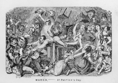 Marzo, Giorno di San Patrizio (incisione) da George Cruikshank