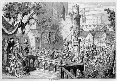 Mascherata nel giardino del palazzo della Torre di Londra, 1840 da George Cruikshank