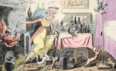 Preparazione di una ricetta per calli, pub. 1835 da George Cruikshank