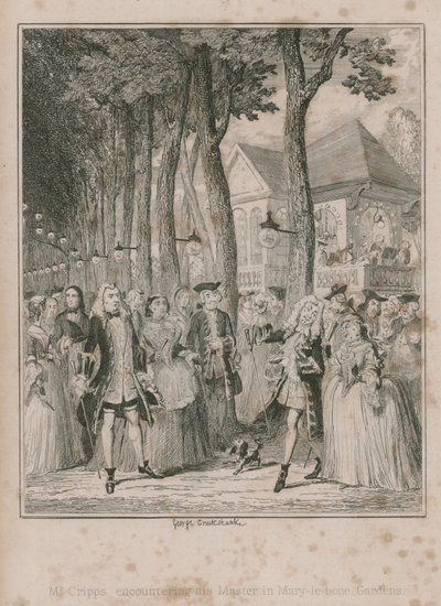 Mr Cripps incontra sua madre nei giardini di Mary-le-bone da George Cruikshank