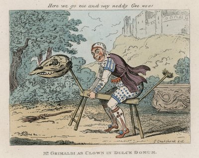 Il signor Joseph Grimaldi come Clown in Dulce Domum da George Cruikshank