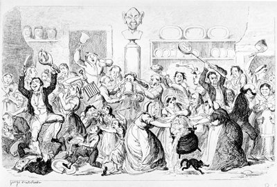 New Harmony - Tutti devono - Nessuno paga, 1845 da George Cruikshank
