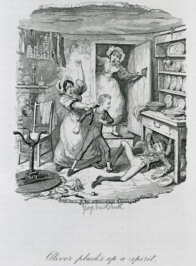 Oliver prende coraggio, 1837 da George Cruikshank