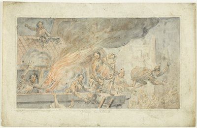 Persone in fuga da un edificio in fiamme da George Cruikshank