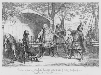 Pistol informa Sir John Falstaff della morte di Enrico IV da George Cruikshank
