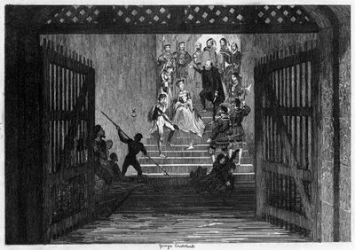 La principessa Elisabetta portata come prigioniera alla Torre di Londra, 1554 da George Cruikshank