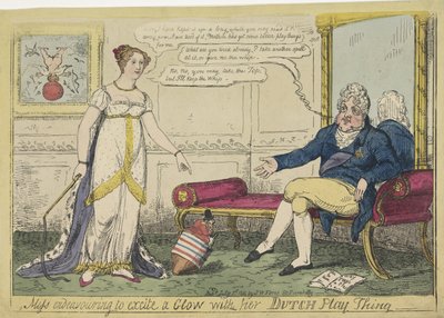 Principessa Charlotte con il suo gioco olandese, 1814 da George Cruikshank