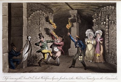 Passeggiata nelle catacombe - in "Vita a Parigi" di David Carey, ill. di Georges Cruikshank, ed. Faiburn, Londra da George Cruikshank