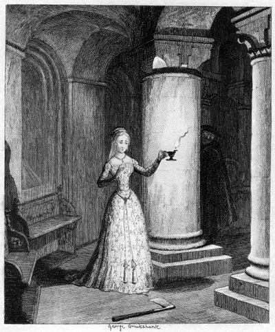 La prima notte della regina Jane nella Torre, 1553 1840 da George Cruikshank
