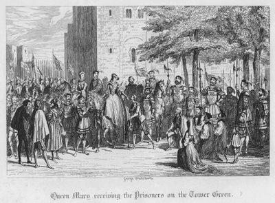La regina Maria riceve i prigionieri sulla Torre Verde (incisione) da George Cruikshank