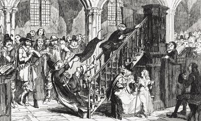 Reverendo Holdenough durante un servizio, illustrazione da 