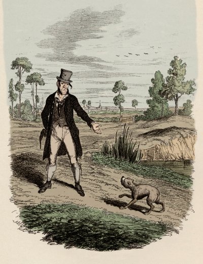 Sikes tenta di abbandonare il suo cane (illustrazione per “Le avventure di Oliver Twist” di Charles Dickens, di George Cruikshank) da George Cruikshank