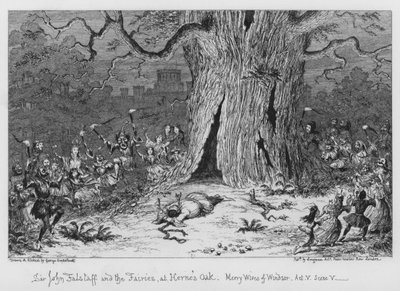 Sir John Falstaff e le Fate, alla Quercia di Herne da George Cruikshank