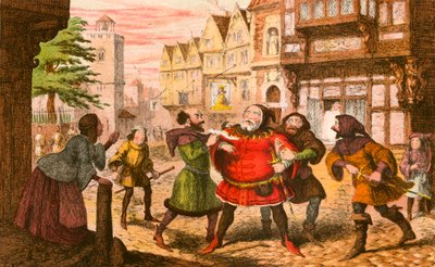 Sir John Falstaff arrestato da George Cruikshank