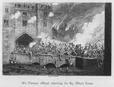 Sir Thomas Wyat attacca la Torre By Ward (incisione) da George Cruikshank