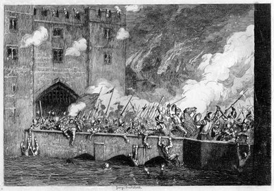 Sir Thomas Wyatt che attacca la Torre By-ward, 1554 da George Cruikshank