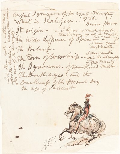 Schizzo di ussaro a cavallo da George Cruikshank
