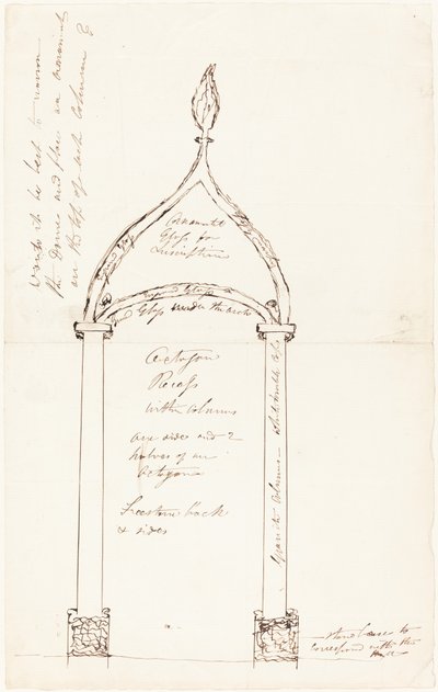 Schizzo di recessione ottagonale con colonne da George Cruikshank