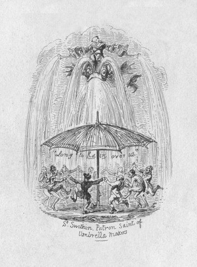 San Swithin patrono dei fabbricanti di ombrelli, 1829 da George Cruikshank