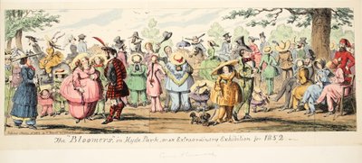 Le Bloomers a Hyde Park o Una Mostra Straordinaria per il 1852, pub. 1852 da George Cruikshank