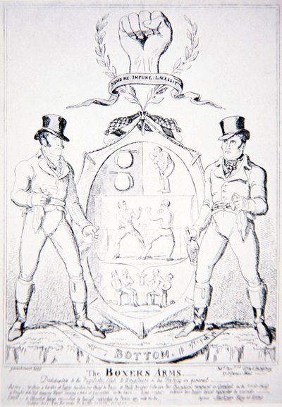 Le braccia del pugile, dedicato al Pugilistic Club, agli amatori e agli appassionati in generale, pubblicato da G. Humphrey, Londra 1891 da George Cruikshank