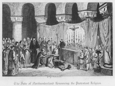 Il duca di Northumberland rinuncia alla religione protestante da George Cruikshank
