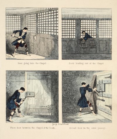 La fuga n. 2, illustrazione da Jack Sheppard: Un romanzo di William Harrison Ainsworth da George Cruikshank