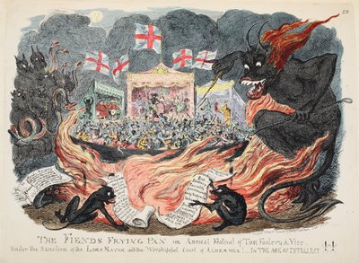 La padella dei demoni o il festival annuale della follia e del vizio, pub. 1832 da George Cruikshank