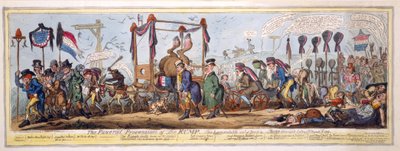 Il Corteo Funebre del Rump, pub. 1819 (acquaforte colorata a mano) da George Cruikshank