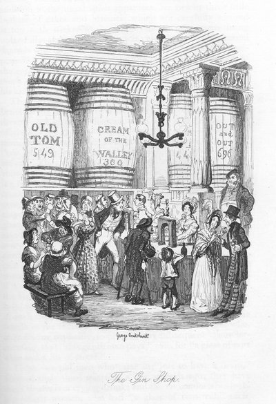 Il negozio di gin, c.1836 da George Cruikshank