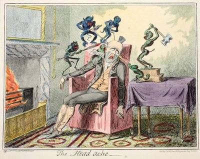 Il mal di testa, pub. 1835 da George Cruikshank