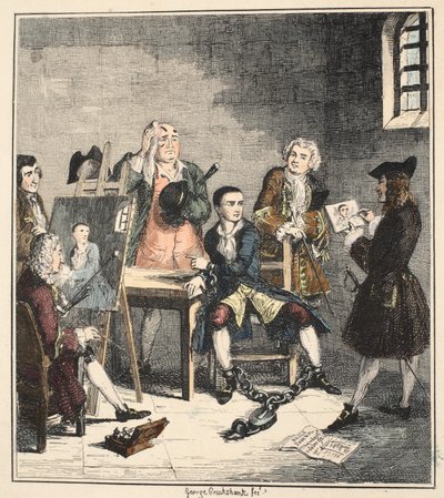 Il Ritratto, illustrazione da Jack Sheppard: Un Romanzo di William Harrison Ainsworth, pub. 1839 da George Cruikshank