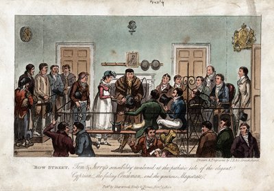 Tom e Jerry come osservatori nella Corte dei Magistrati di Bow Street, Londra, 1821 da George Cruikshank