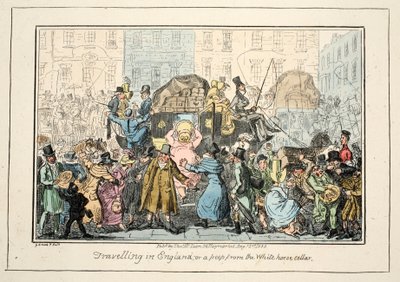 Viaggiare in Inghilterra - o uno sguardo dalla White Horse Cellar, pub. 1835 da George Cruikshank