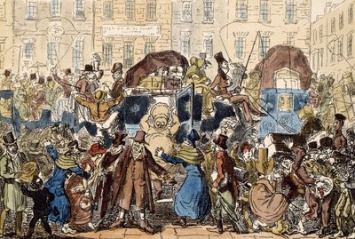 Viaggiare in Inghilterra, o uno sguardo dalla White Horse Cellar, 1819 da George Cruikshank