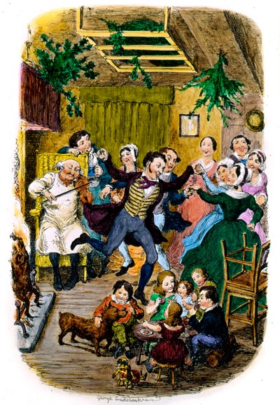 Cartolina di Natale vittoriana di George Cruikshank da George Cruikshank