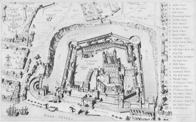 Veduta della Torre di Londra nel 1553 (incisione) da George Cruikshank
