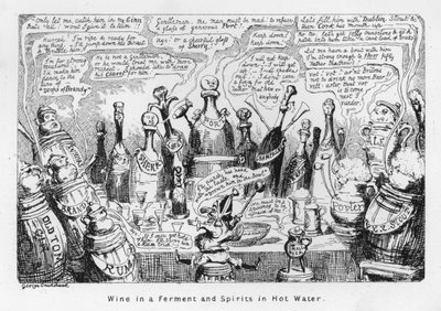 Vino in fermento e spiriti in acqua calda (incisione) da George Cruikshank