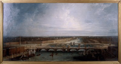 Doppio London Bridge proposto per Londra, 1800 da George Dance