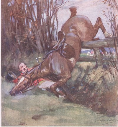 Un cavallo di gentiluomo si vede riposare, da Le lezioni di Mr Jorrocks pubblicato da Hodder & Stoughton da George Denholm Armour