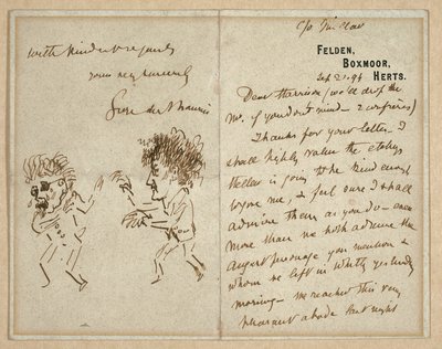 Lettera con disegno di Whistler che minaccia Du Maurier da George du Maurier