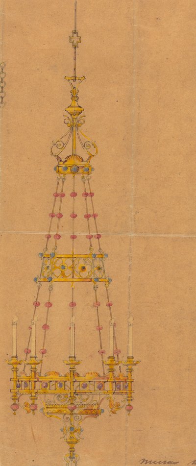 Disegni eseguiti per Jones e Willis, produttori di mobili per chiese in metallo e legno di Birmingham e Londra da George Edmund Street