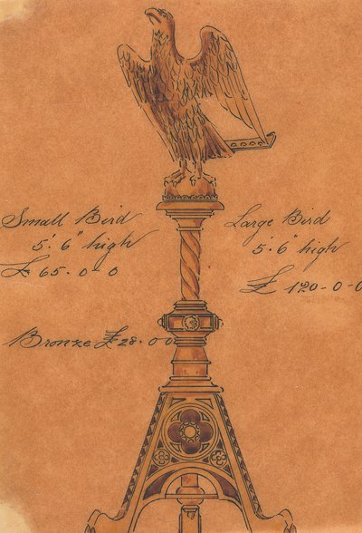 Progetti eseguiti per Jones e Willis, lavoratori in metallo e legno e produttori di mobili per chiese di Birmingham e Londra da George Edmund Street