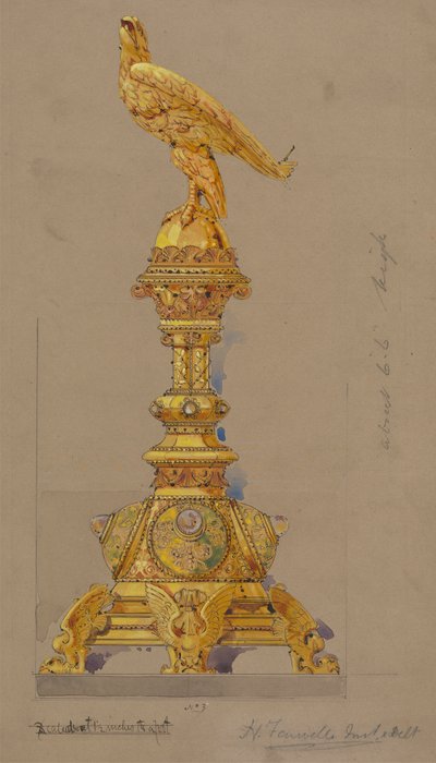 Design eseguiti per Jones e Willis, lavoratori di metallo e legno e produttori di mobili per chiese di Birmingham e Londra da George Edmund Street